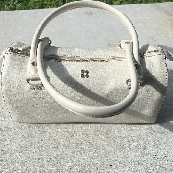 Vintage Y2K Kate Spade White Leather Barrel Satchel Handbag - Picture 4 of 11